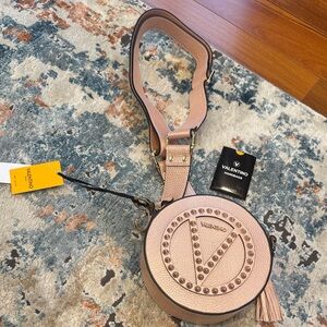 Valentino Yuki Rock Dollaro Rose Gold or Blush Pink metallic Round Crossbody Bag